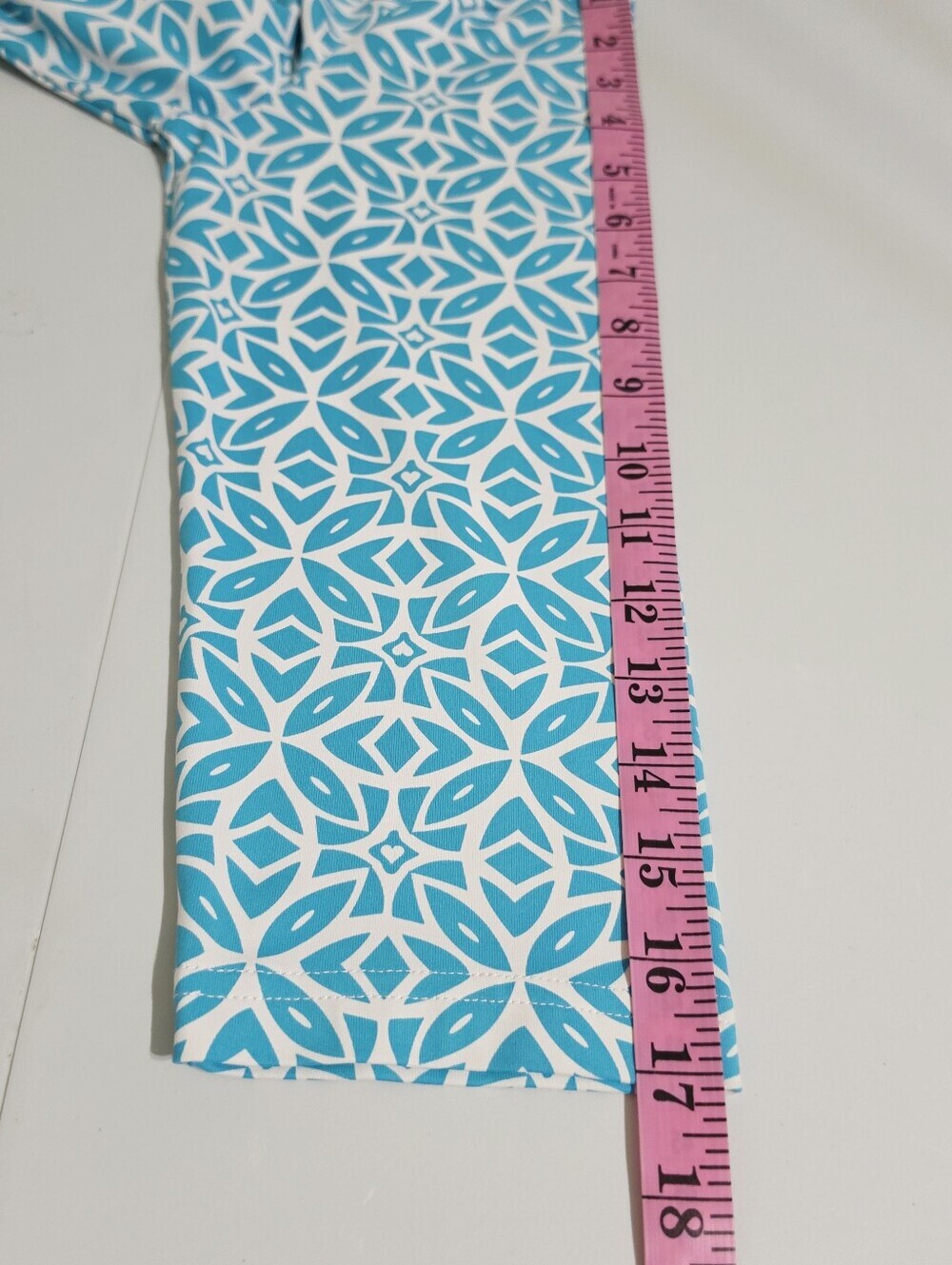 Lulu-B Colorful Clothing Dress M Turquoise White Geometric 3/4 Sleeve SPF 50 - Picture 10 of 14
